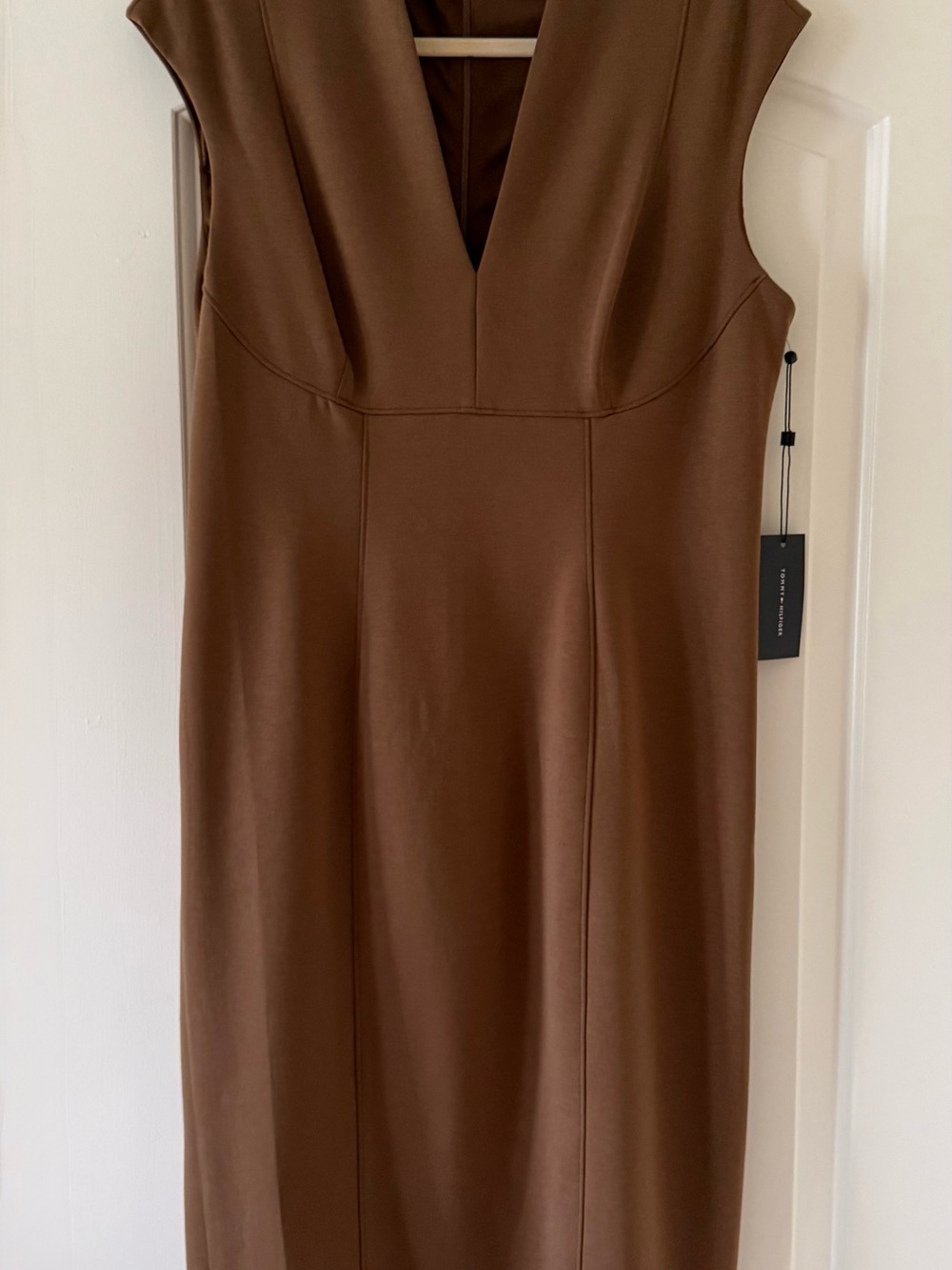 Tommy Hilfiger Brown V-Neck Sheath Dress